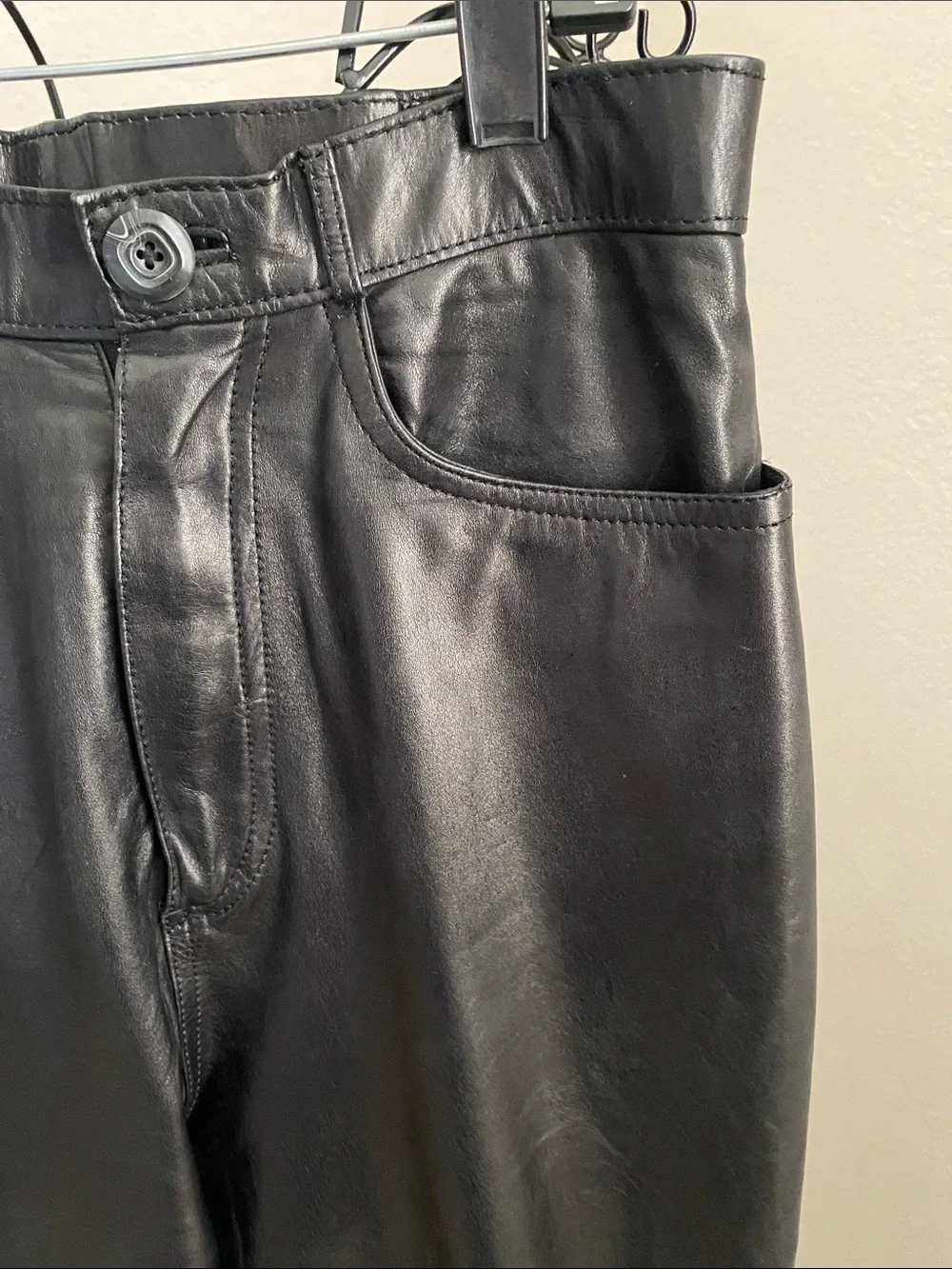 Wilson Black Slim Straight Leather Jeans
